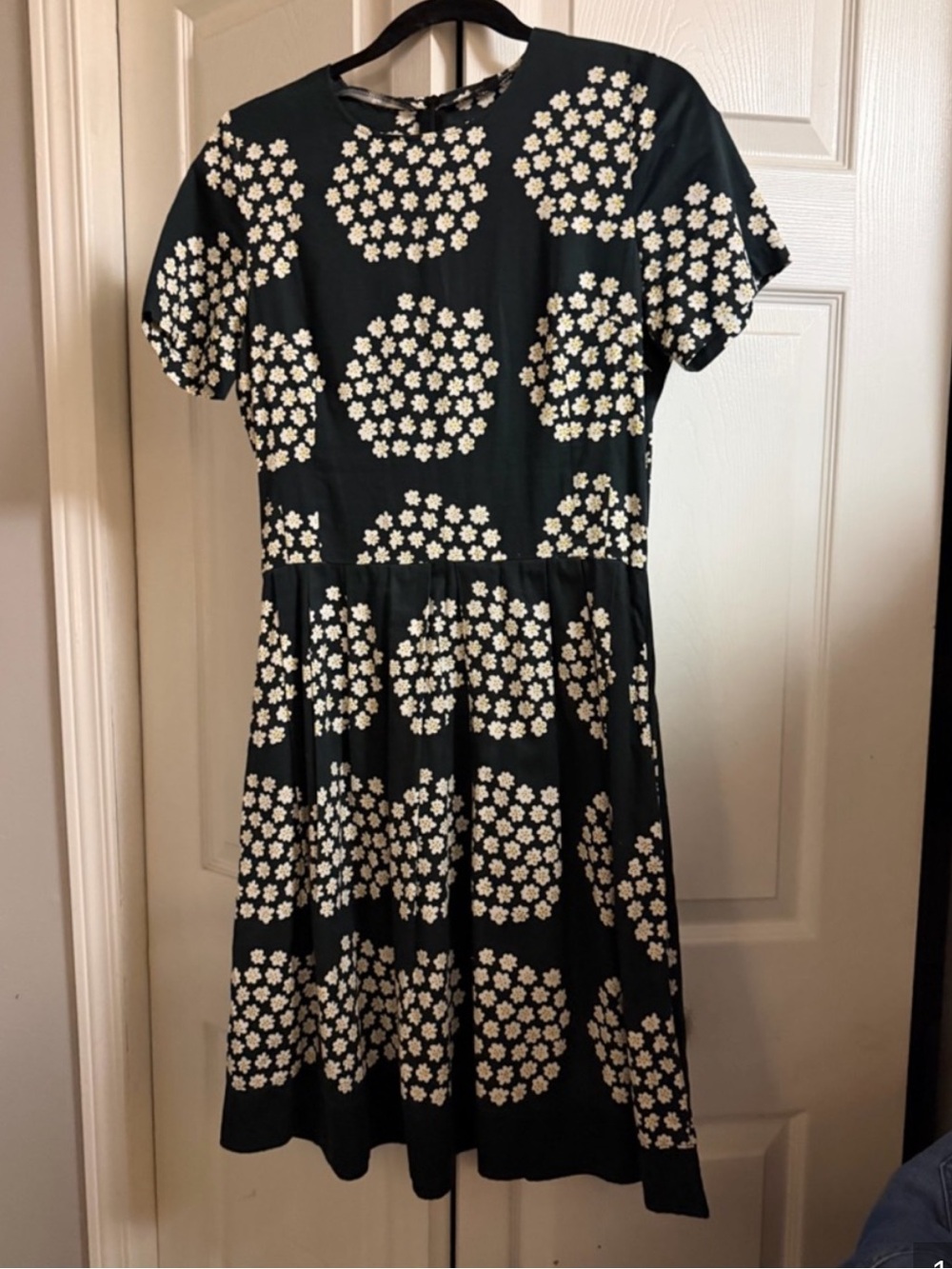 Vintage Marimekko Mika Piirainen Black Daisy Floral Dress Size 34 Scandinavian